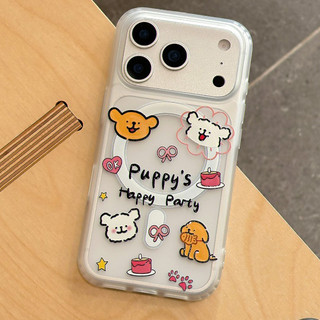 Ốp điện thoại hình chú chó con có giá đỡ tương thích với iPhone 11 12 Pro 13 Pro Max 15 Pro Max 14 16 Pro 16 Plus 17 Air 17 Pro 17 Pro Max