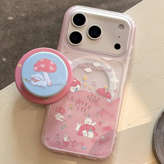 Ốp điện thoại họa tiết hoa và thỏ màu hồng có giá đỡ tương thích với iPhone 11 12 Pro 13 Pro Max 15 Pro Max 14 16 Pro 16 Plus 17 Air 17 Pro 17 Pro Max