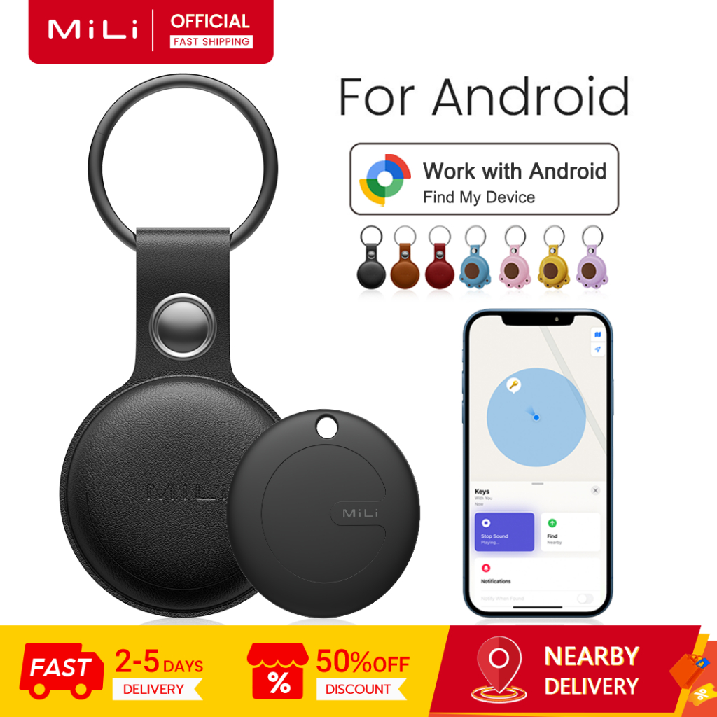 MiLi MiTag (Dành cho Android) Go GPS Bluetooth Tracker Keys Finder và Pet Locator Hoạt động với Google Find My Device-Đen