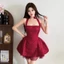 Cutenew Váy Jacquard + Lưới Váy phồng Nữ Gợi Cảm Nơ Cao Quý Sequin Không Tay Dây Lưng Co Giãn Sinh Nhật Phù Hợp Với