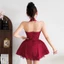 Cutenew Váy Jacquard + Lưới Váy phồng Nữ Gợi Cảm Nơ Cao Quý Sequin Không Tay Dây Lưng Co Giãn Sinh Nhật Phù Hợp Với