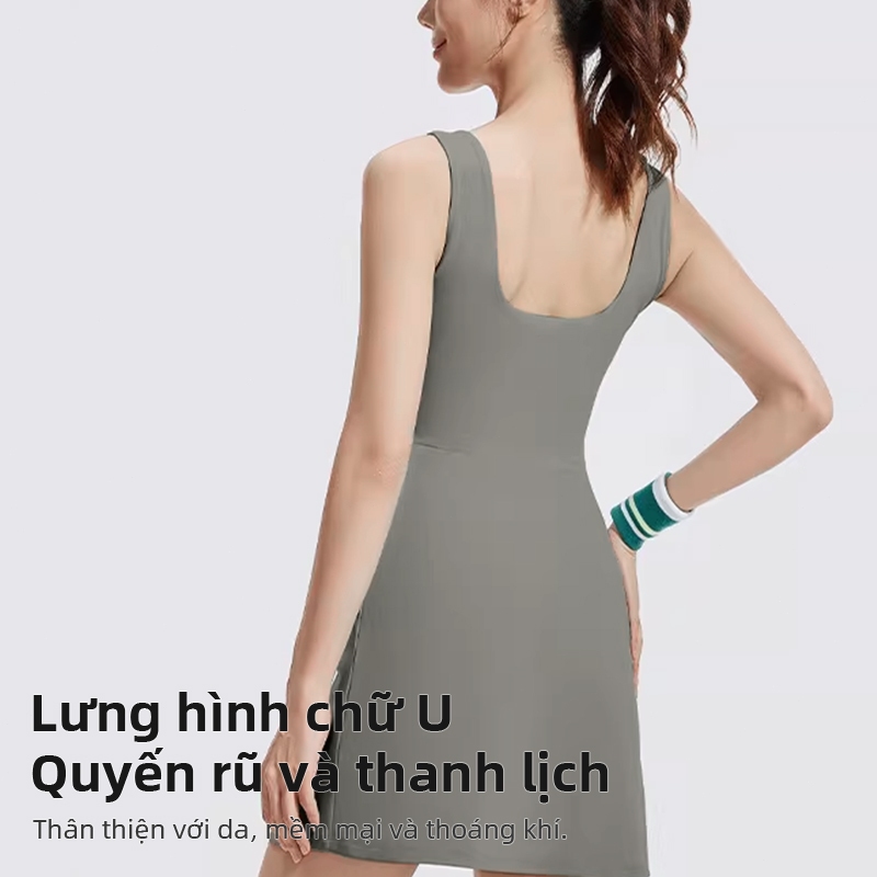 FUYOGI Đầm Thể Thao Nữ - Tích Hợp Miếng Lót và Quần Short - An Toàn, Thời Trang, Thoải Mái cho Tennis và Yoga