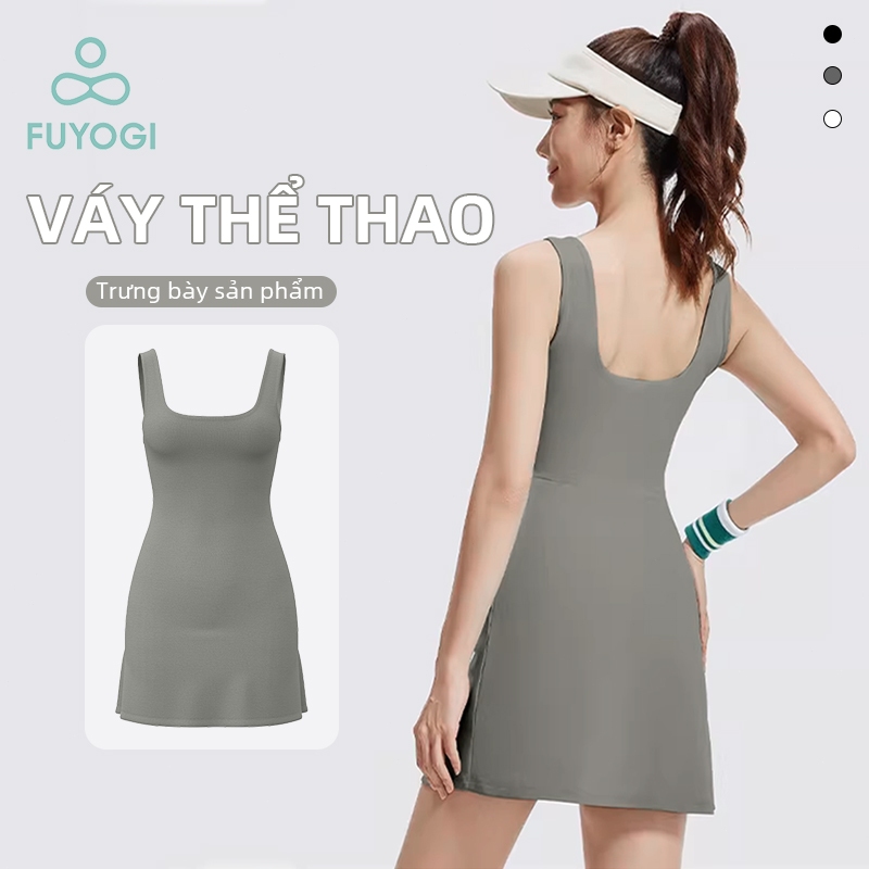 FUYOGI Đầm Thể Thao Nữ - Tích Hợp Miếng Lót và Quần Short - An Toàn, Thời Trang, Thoải Mái cho Tennis và Yoga