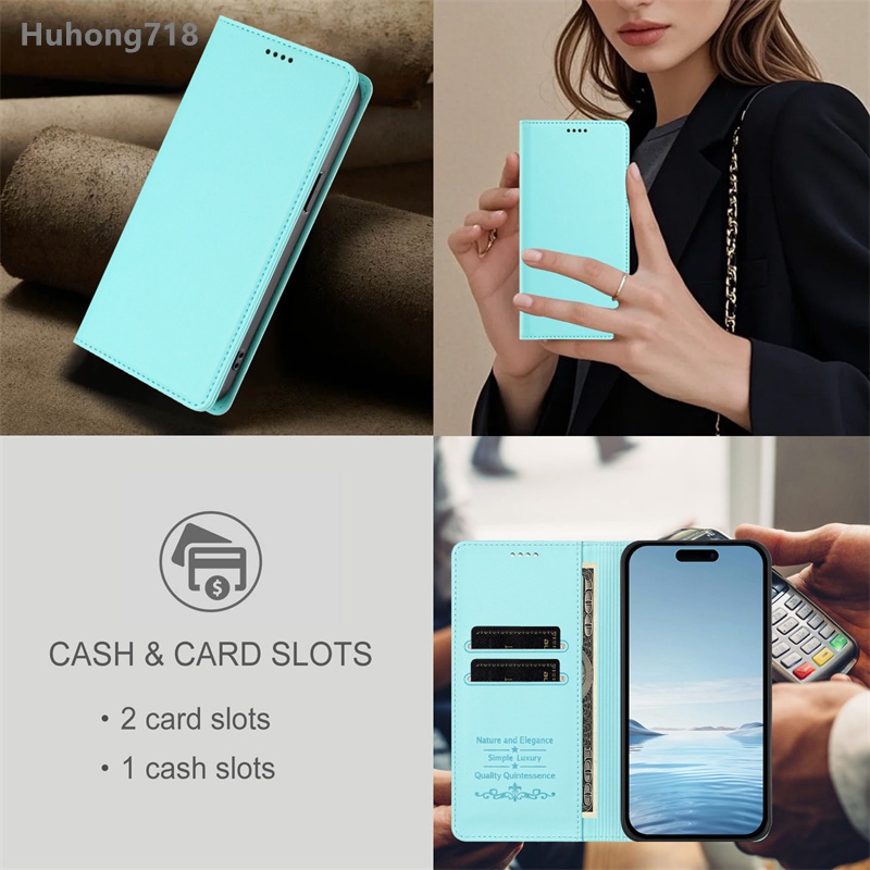 Ốp Lật Từ Tính Cho IPhone 16 17 Air Pro Max Plus Có Giá Đỡ Thẻ Chức Năng Silicon Mềm Bảo Vệ Toàn Diện Vỏ Kinh Doanh