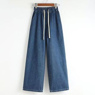Tencel Denim Quần Ống Rộng Nữ Micro-Leg Mỏng Cao Cấp Drap Rời Băng Lụa Quần Thường Ngày