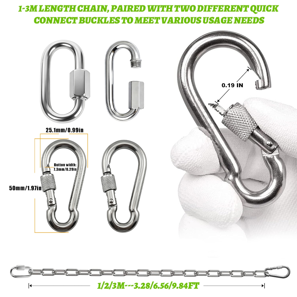 Dây chuyền thép 304 hạng nặng 3 / 4mm - Khóa khóa chống gỉ cho ghế treo / Xoay / Sử dụng ngoài trời 1-3M