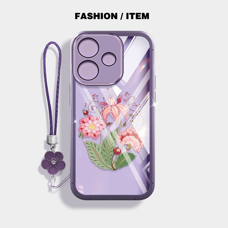 Ốp Điện Thoại YBD Cho OPPO A6C A5i A5X A5 Pro A3X 5G 4G A3 NFC A40 A40M A60 5G Hoa Cúc Nhiệt Đới Hồng Có Dây Dệt