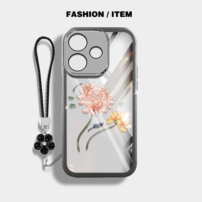 Ốp Điện Thoại YBD Cho OPPO A6C A5i A5X A5 Pro A3X 5G 4G A3 NFC A40 A40M A60 5G Hoa Cúc Nhiệt Đới Hồng Có Dây Dệt