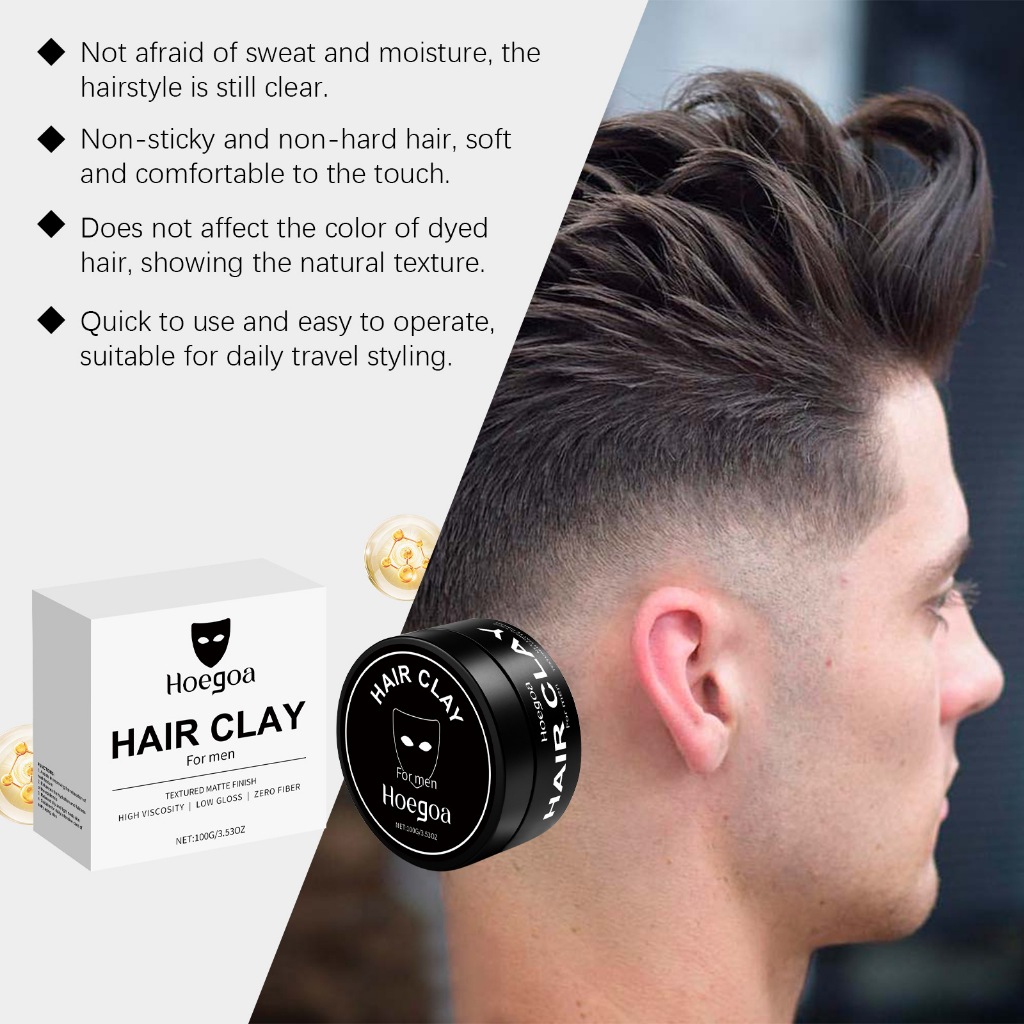 Đất Sét Tóc Hoegoa Cho Nam - Matte Finish, All Day Hold, Low Shine, Đất Sét Tạo Kiểu Tóc Cho Mọi Loại Tóc 100g - Thêm Họa Tiết & Âm Lượng