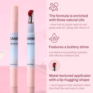 Son bóng bơ UCANBE, Son bóng dưỡng ẩm & dưỡng ẩm có đầu kim loại, Nhẹ, Không dính, Mịn màng, Nuôi dưỡng để hoàn thiện độ bóng cao