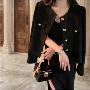 áo khoác dạ nữ đen basic hàn quốc mỏng nhẹ sang chảnh áo khoác len hot dễ thương thu đông cardigan tiểu thư đẹp cao cấp
