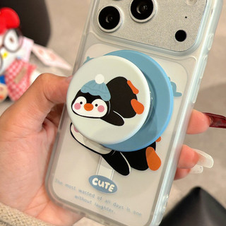 Ốp điện thoại họa tiết chim cánh cụt dễ thương có giá đỡ tương thích với iPhone 11 12 Pro 13 Pro Max 15 Pro Max 14 16 Pro 16 Plus 17 Air 17 Pro 17 Pro Max