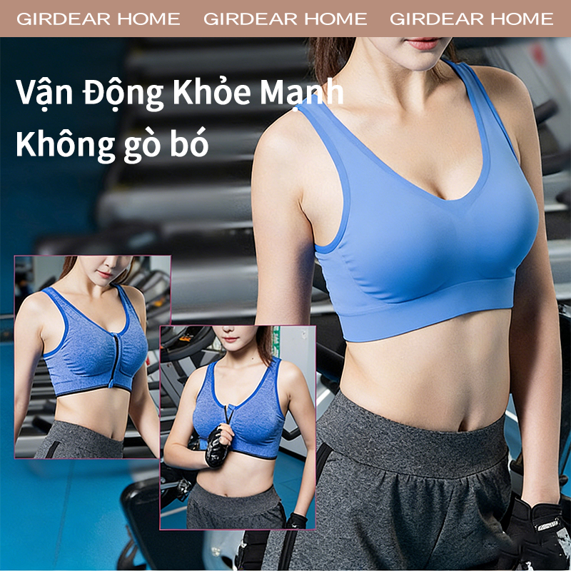 Girdear Home thoáng khí áo lót bigsize Áo Ngực Thể Thao Dây Kéo Trước, Không Dây, Thoải Mái Cho Chạy Bộ và Yoga,GH77