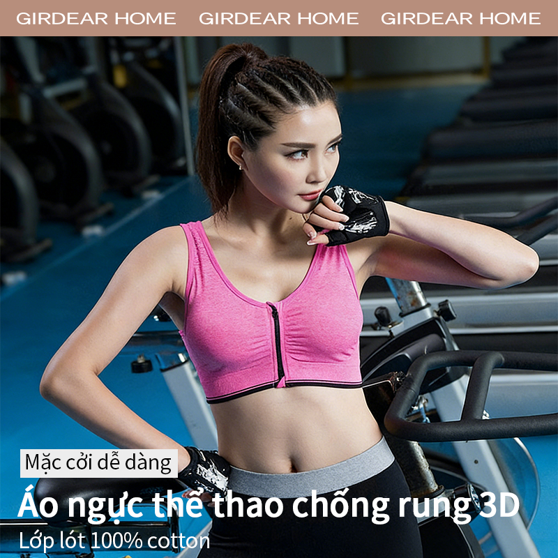 Girdear Home thoáng khí áo lót bigsize Áo Ngực Thể Thao Dây Kéo Trước, Không Dây, Thoải Mái Cho Chạy Bộ và Yoga,GH77