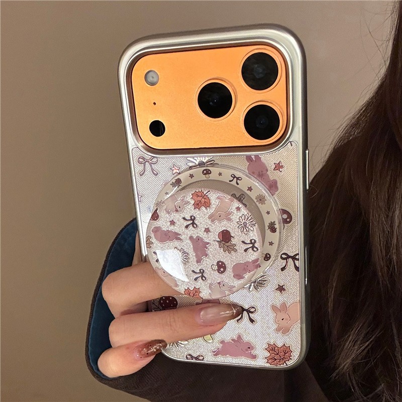 IPhone 17 Pro max 16 Pro max Họa tiết thỏ hoa Vỏ điện thoại chất liệu Acrylic