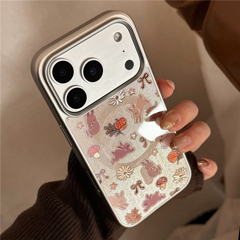 IPhone 17 Pro max 16 Pro max Họa tiết thỏ hoa Vỏ điện thoại chất liệu Acrylic