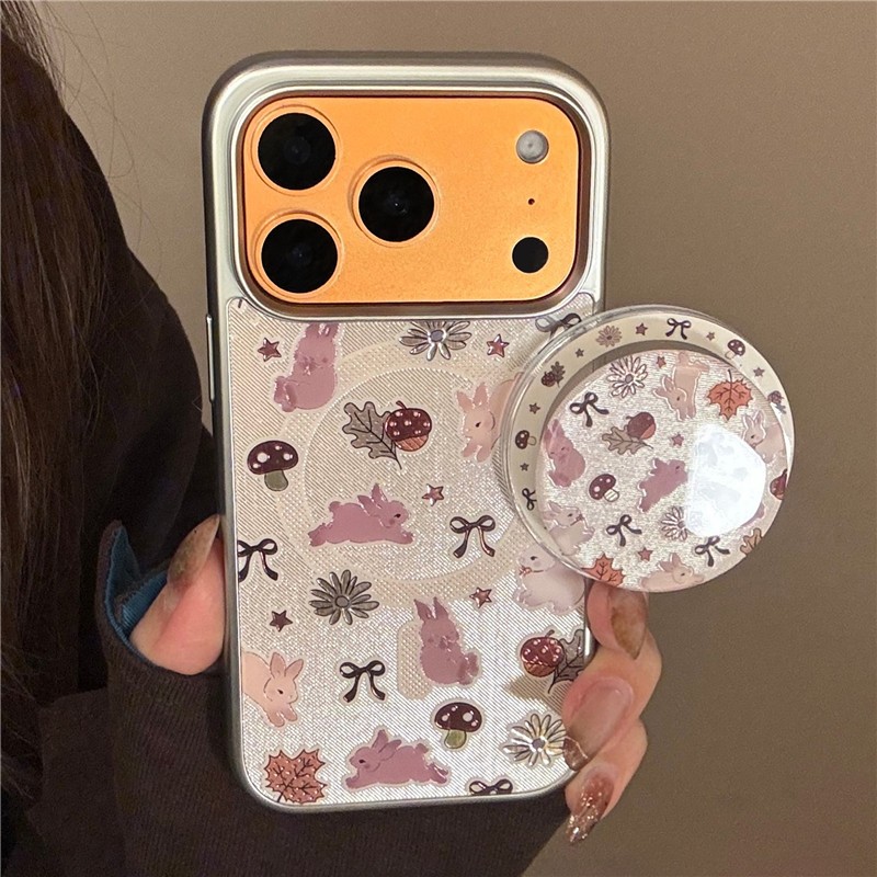 IPhone 17 Pro max 16 Pro max Họa tiết thỏ hoa Vỏ điện thoại chất liệu Acrylic