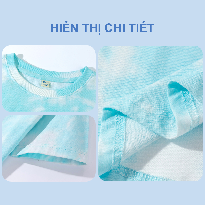 W.G.Q Áo thun Tie-Dye bé gái , vải Cotton nguyên chất mềm mại thoải mái, thấm mồ hôi thoáng khí với