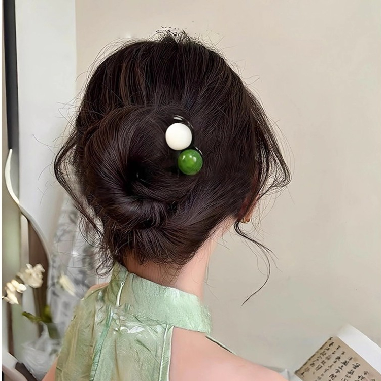 Kẹp tóc Retro Hạt tròn đơn giản Kẹp tóc ba răng
