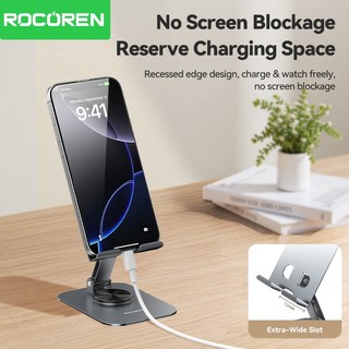 Giá đỡ điện thoại di động Rocoren 360° xoay, gập lại, hỗ trợ máy tính bảng iPhone
