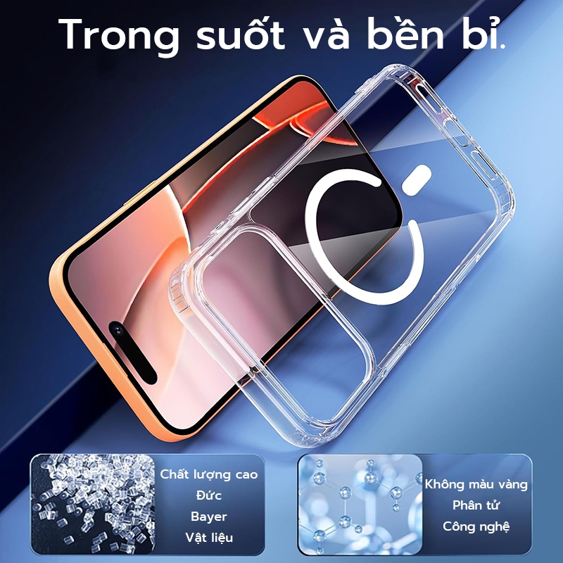 OSGEER cho iPhone 17 air 11 / 12 / 13 / 14 / 15 / 16 16e Pro Vỏ từ tính, Bảo vệ cấp quân sự chống sốc, Chống vàng, Trong suốt mỏng có túi khí Vỏ điện thoại bảo vệ