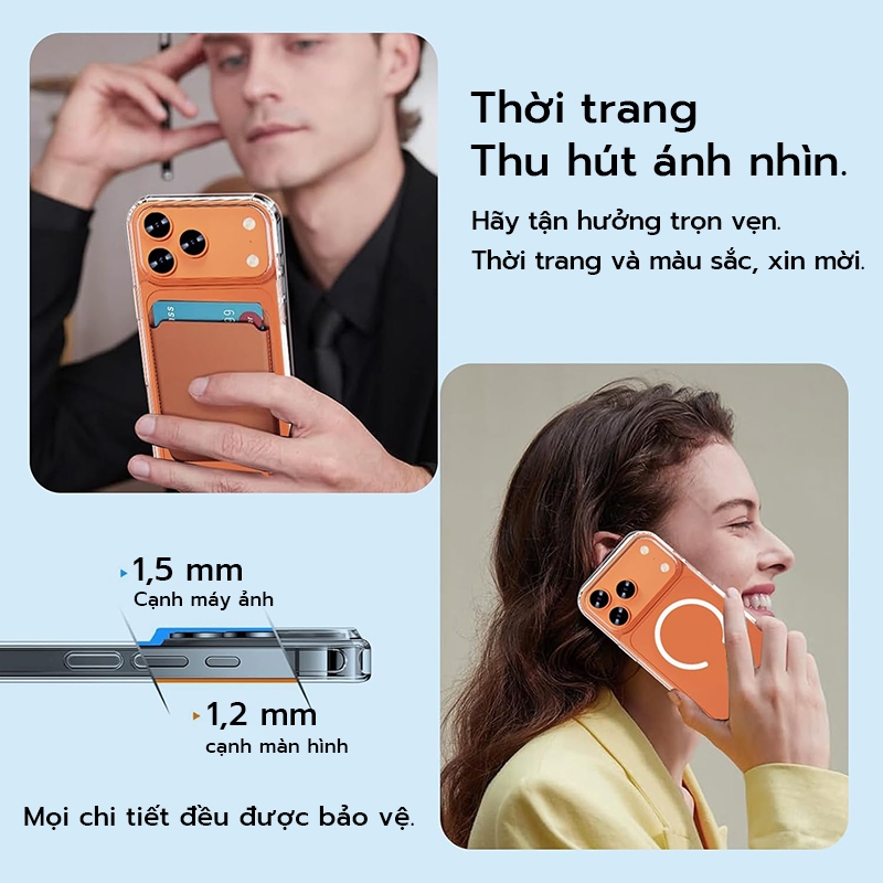 OSGEER cho iPhone 17 air 11 / 12 / 13 / 14 / 15 / 16 16e Pro Vỏ từ tính, Bảo vệ cấp quân sự chống sốc, Chống vàng, Trong suốt mỏng có túi khí Vỏ điện thoại bảo vệ