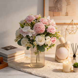 Hoa Giả Trang Trí Nhà Cửa Decor Phòng Ngủ Bó Lụa Mẫu Đơn Hồng Tiệc Cưới Đạo Cụ Chụp Ảnh Vintage Cao Cấp Thẩm Mỹ Sang Trọng DIY Quà Tặng Sinh Nhật Cành Nhựa Bền Đẹp Như Thật Nội Thất Studio Hàn Quốc Để Bàn Văn Khách
