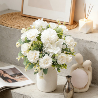 Hoa Giả Trang Trí Nhà Cửa Decor Phòng Ngủ Bó Lụa Mẫu Đơn Hồng Tiệc Cưới Đạo Cụ Chụp Ảnh Vintage Cao Cấp Thẩm Mỹ Sang Trọng DIY Quà Tặng Sinh Nhật Cành Nhựa Bền Đẹp Như Thật Nội Thất Studio Hàn Quốc Để Bàn Văn Khách