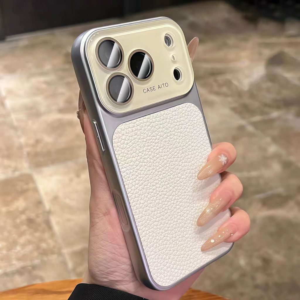 Có vỏ ống kính / vỏ cứng da tương thích với iPhone 13 14 pro max 15 pro max 16 pro max 17 pro max max