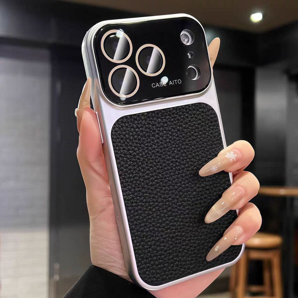 Có vỏ ống kính / vỏ cứng da tương thích với iPhone 13 14 pro max 15 pro max 16 pro max 17 pro max max