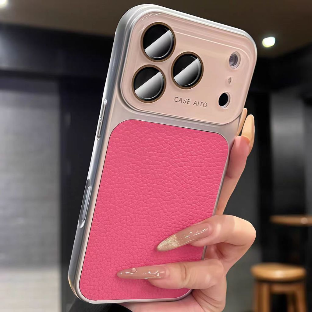 Có vỏ ống kính / vỏ cứng da tương thích với iPhone 13 14 pro max 15 pro max 16 pro max 17 pro max max