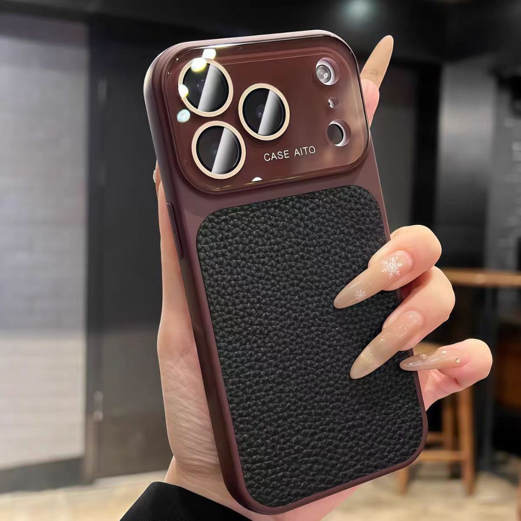 Có vỏ ống kính / vỏ cứng da tương thích với iPhone 13 14 pro max 15 pro max 16 pro max 17 pro max max
