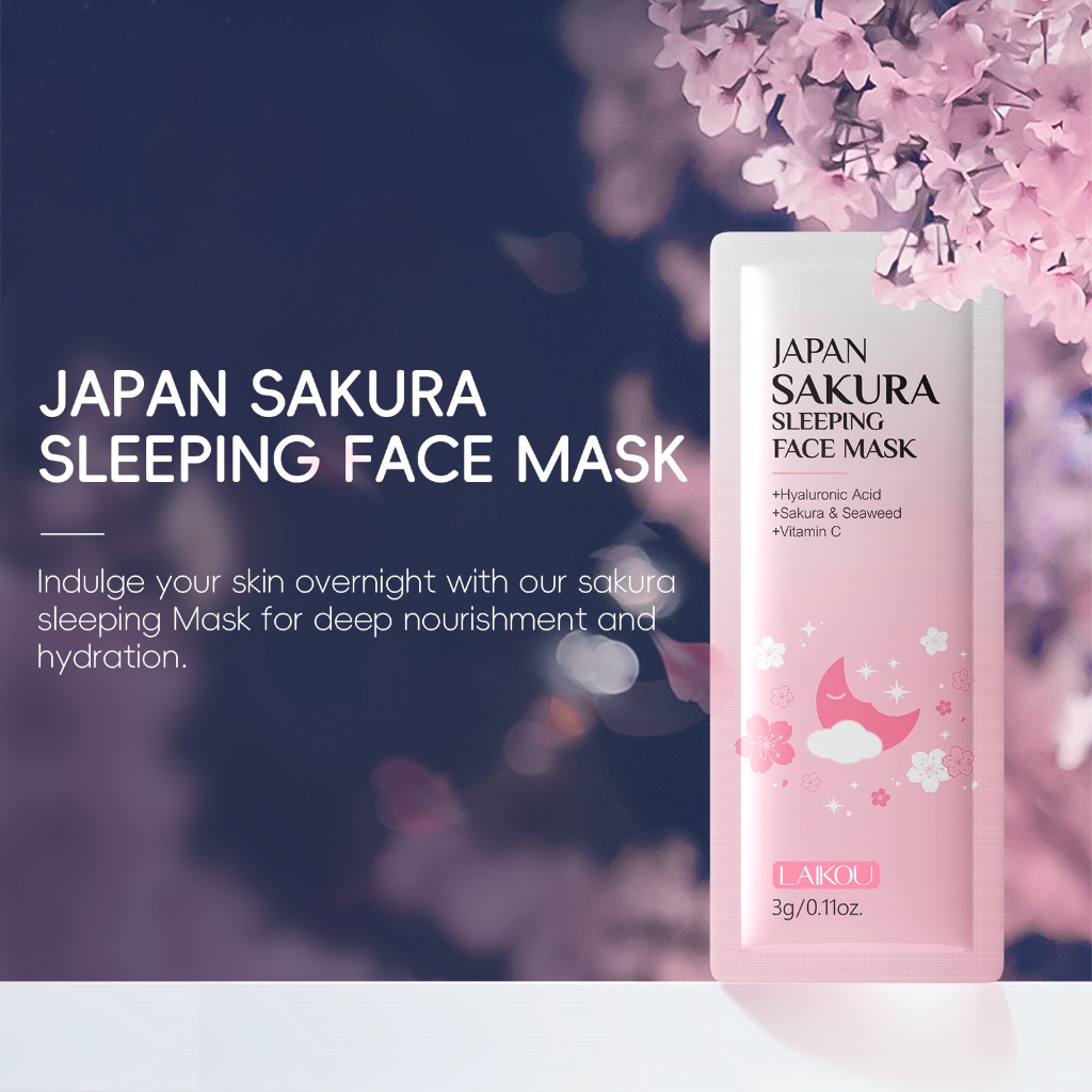 Mặt nạ ngủ LAIKOU - Japan Sakura Sleeping Facial Treatment 3g / 0.11oz (1 / 10 CÁI)