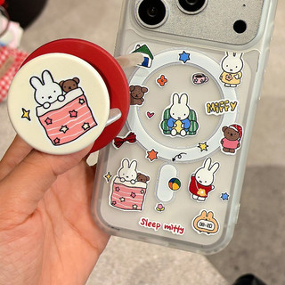 Ốp điện thoại họa tiết thỏ Miffy hoạt hình có giá đỡ tương thích với iPhone 11 12 Pro 13 Pro Max 15 Pro Max 14 16 Pro 16 Plus 17 Air 17 Pro 17 Pro Max