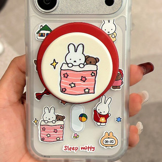Ốp điện thoại họa tiết thỏ Miffy hoạt hình có giá đỡ tương thích với iPhone 11 12 Pro 13 Pro Max 15 Pro Max 14 16 Pro 16 Plus 17 Air 17 Pro 17 Pro Max