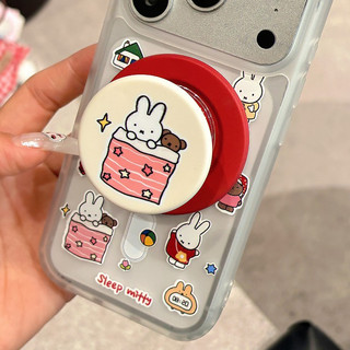 Ốp điện thoại họa tiết thỏ Miffy hoạt hình có giá đỡ tương thích với iPhone 11 12 Pro 13 Pro Max 15 Pro Max 14 16 Pro 16 Plus 17 Air 17 Pro 17 Pro Max