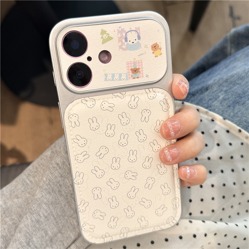 Ốp điện thoại chất liệu PU họa tiết thỏ cho iPhone 17 Pro max 16 Pro max