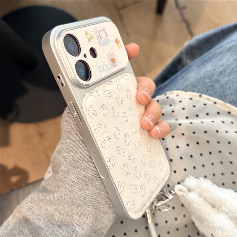 Ốp điện thoại chất liệu PU họa tiết thỏ cho iPhone 17 Pro max 16 Pro max