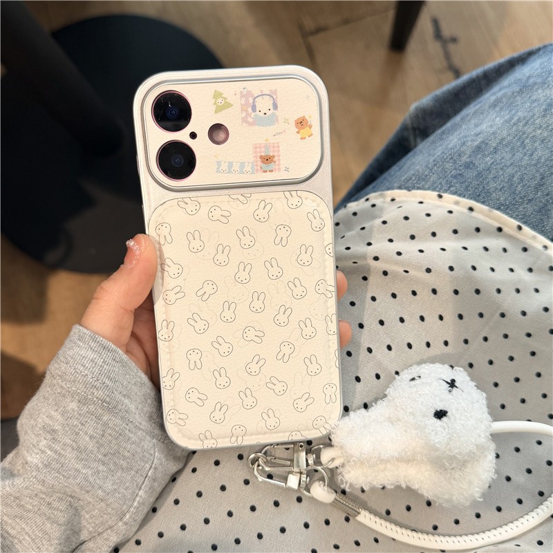 Ốp điện thoại chất liệu PU họa tiết thỏ cho iPhone 17 Pro max 16 Pro max