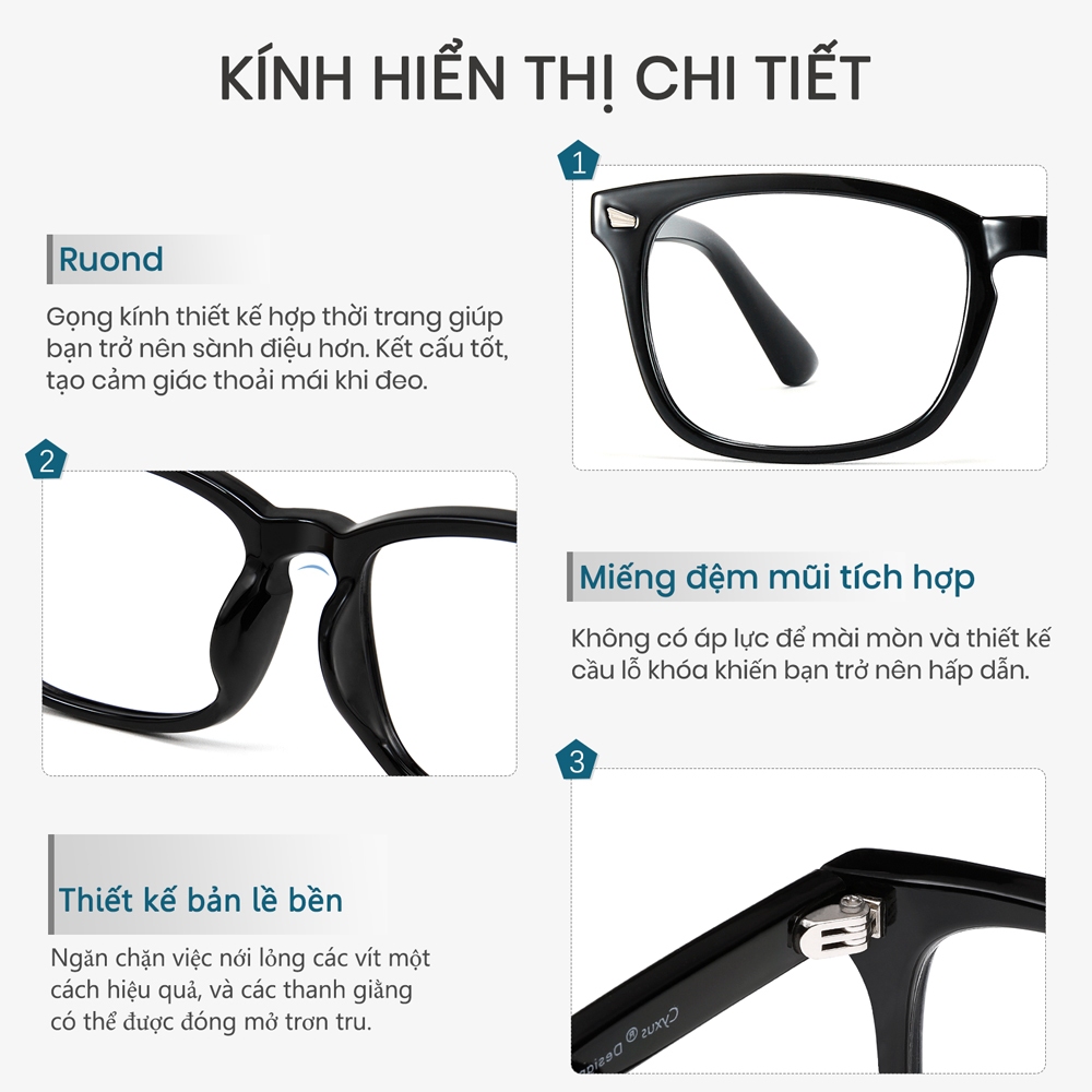 Cyxus  Kính gọng vuông thời trang / Kính chống ánh sáng xanh/ Chất liệu nhẹ / Dành cho cả nam và nữ, bảo vệ mắt hiệu quả khỏi tia UV và ánh sáng xanh phát ra từ máy tính và điện thoại di động 8082