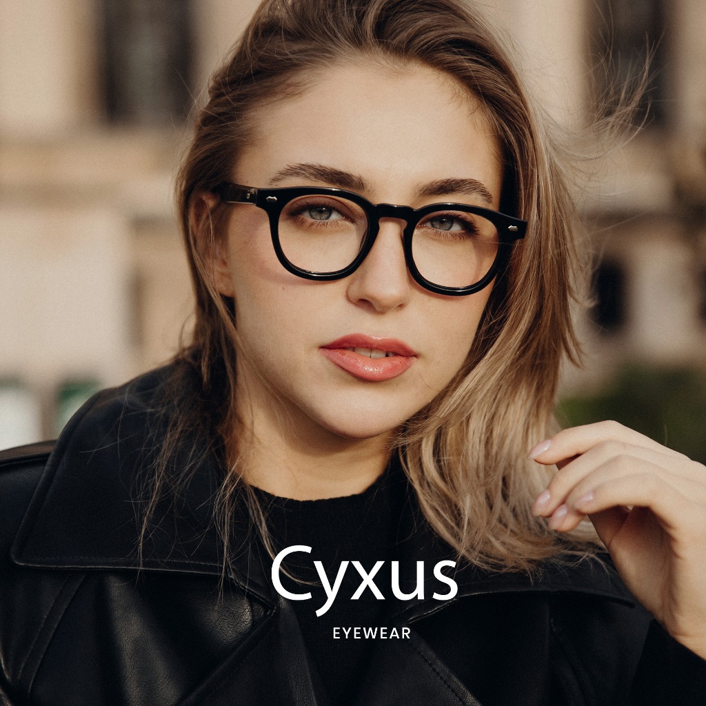 Cyxus Kính Unisex Chống Ánh Sáng Xanh Giảm Mệt Mắt Khung Tròn Vintage Bảo Vệ UV 8155