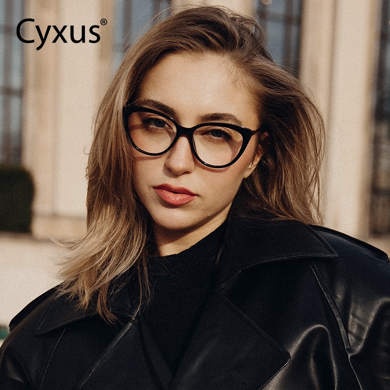 Cyxus Kính Nữ Thời Trang Mắt Mèo Chống Ánh Sáng Xanh TR90 Giảm Mệt Mắt Học Tập Du Lịch 8144