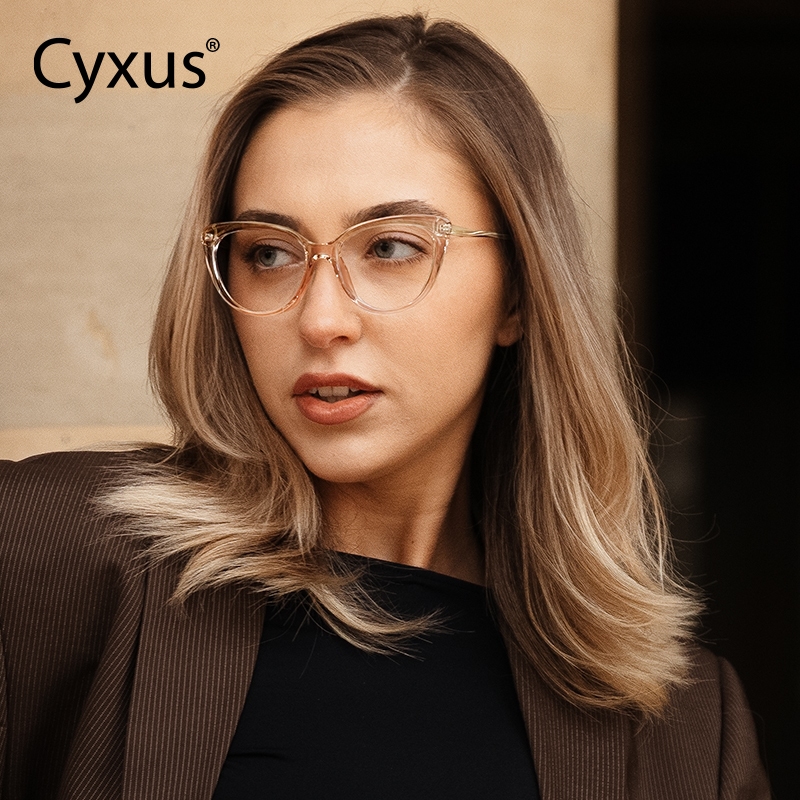 Cyxus Kính Nữ Thời Trang Mắt Mèo Chống Ánh Sáng Xanh TR90 Giảm Mệt Mắt Học Tập Du Lịch 8144