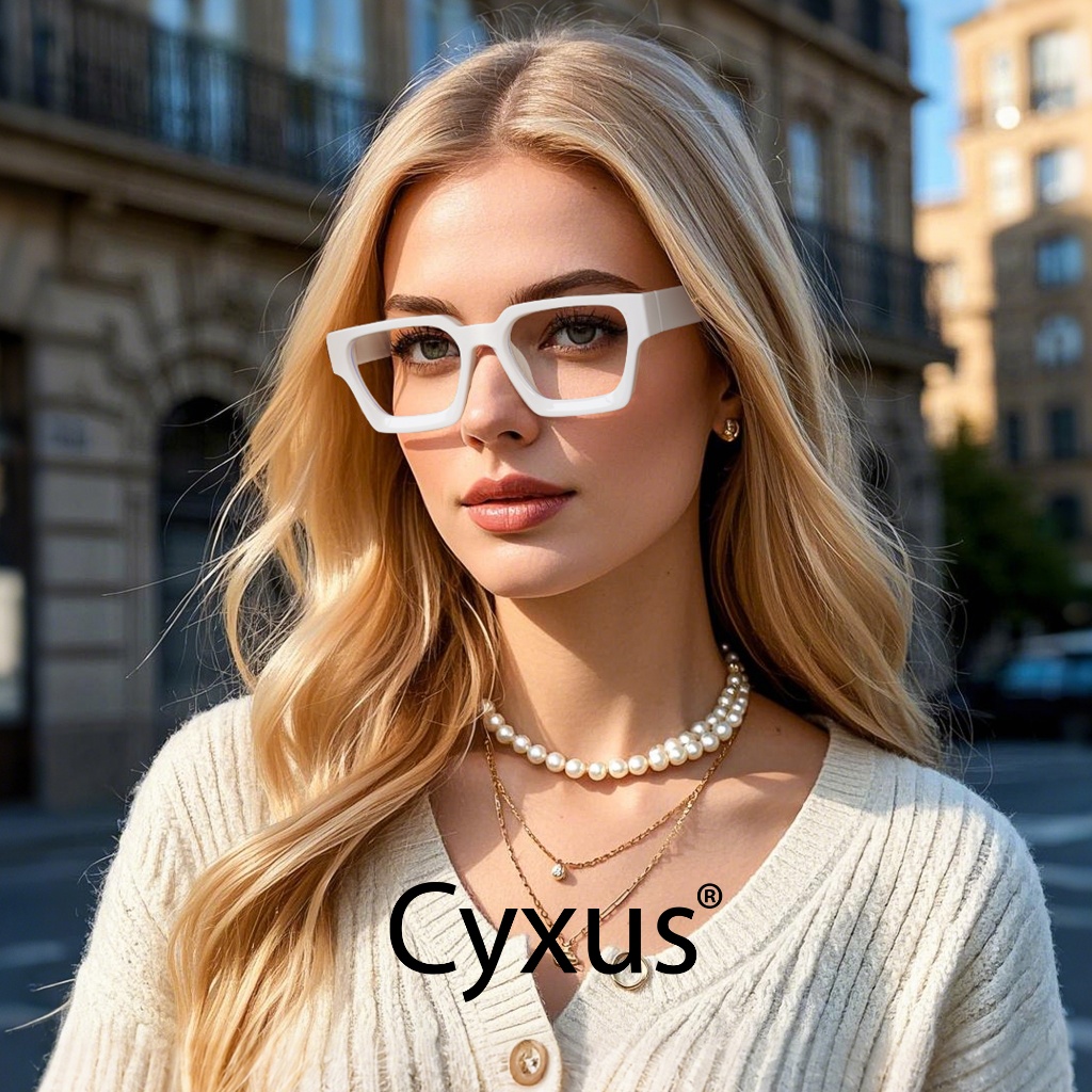 Cyxus Kính Mắt Nữ Thời Trang Chống Ánh Sáng Xanh Gọng Chữ Nhật Nam Cũng Dùng Được Bảo Vệ Mắt Giảm Căng Thẳng 8143