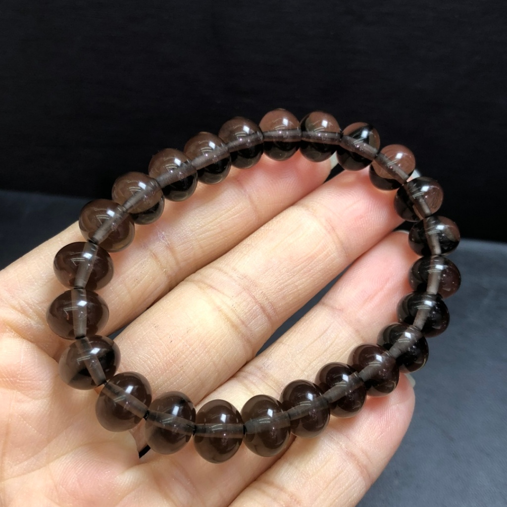 Vòng tay băng obsidian tự nhiên hạt bánh mì - Trang sức may mắn dành cho nữ