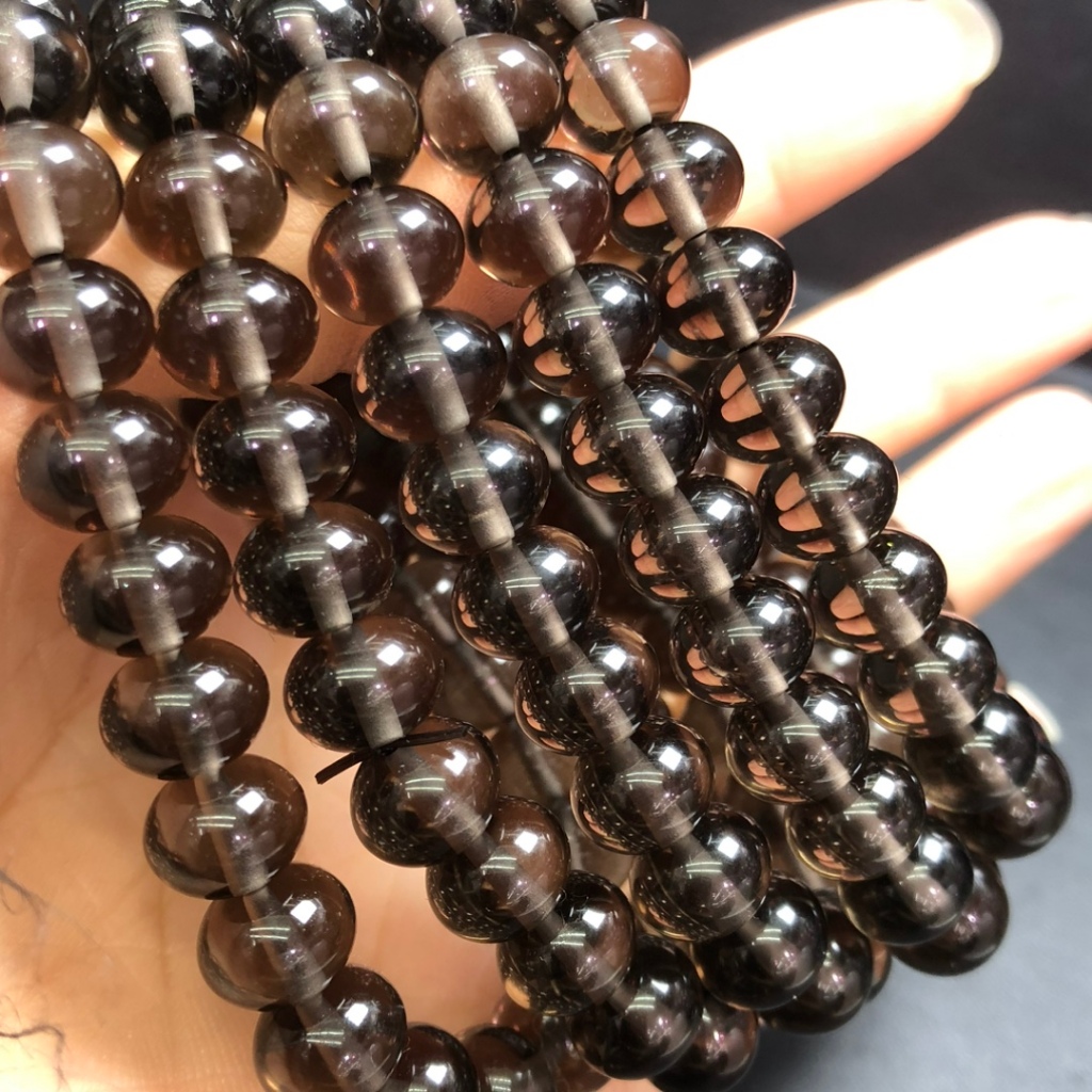 Vòng tay băng obsidian tự nhiên hạt bánh mì - Trang sức may mắn dành cho nữ
