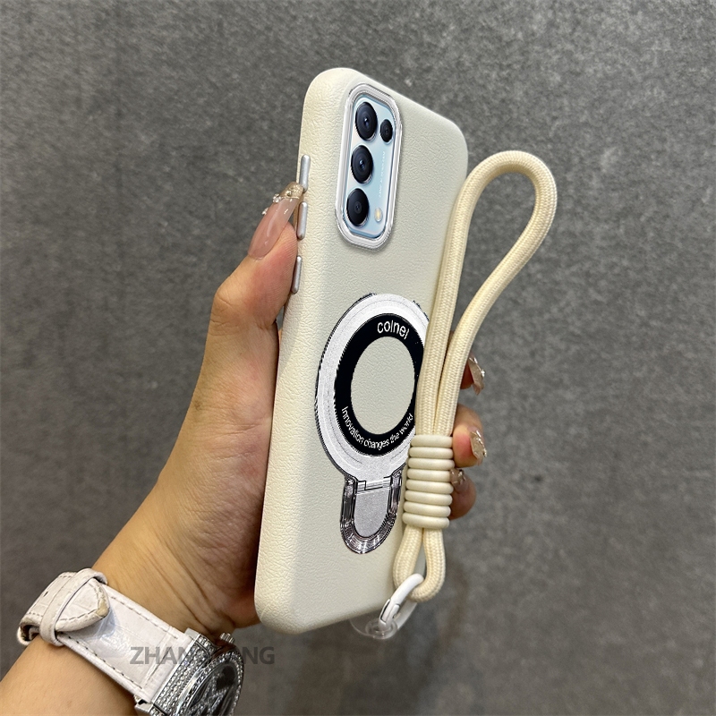 Ốp Lưng Cho OPPO Reno 5 Reno 5K RENO 4 4G Vỏ Điện Thoại Họa Tiết Da Màu Cao Cấp Giá Đỡ Điện Thoại Kim Loại Thẩm Mỹ Miễn Phí Và Tinh Tế Dây