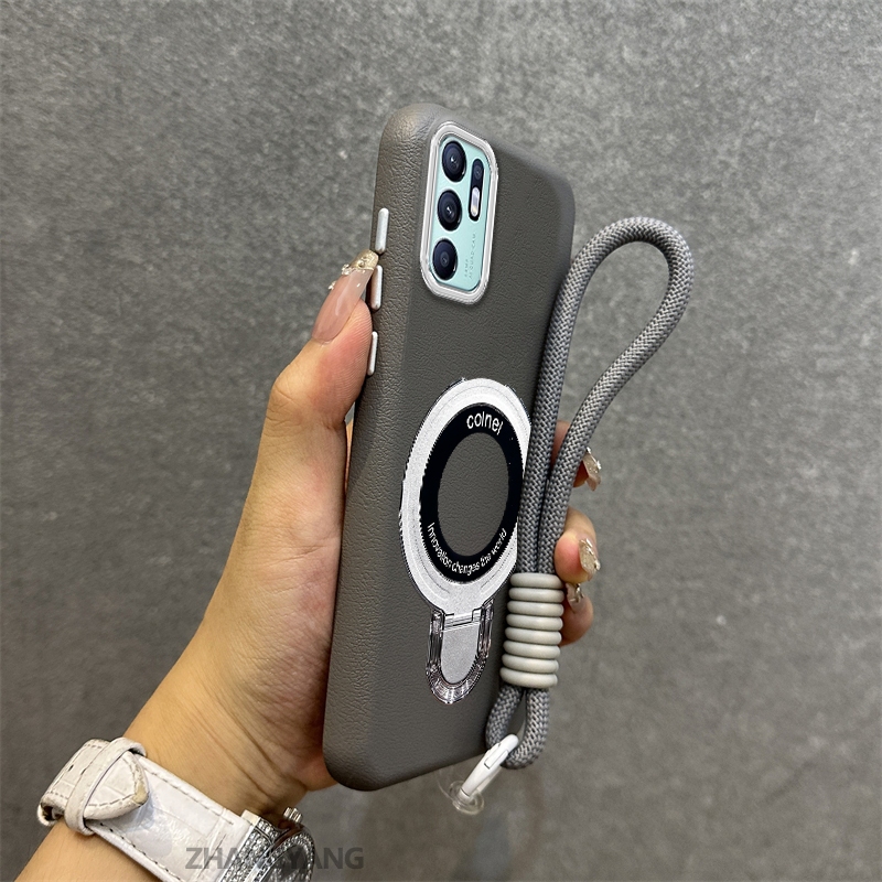Ốp Lưng Cho OPPO RENO 6Z 5G Reno 6 5G RENO 5Z 5G RENO 6 4G Vỏ Điện Thoại Họa Tiết Da Màu Cao Cấp Giá Đỡ Điện Thoại Kim Loại Thẩm Mỹ Miễn Phí Và Tinh Tế Dây