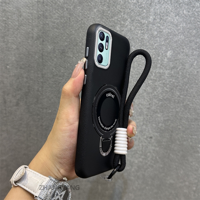 Ốp Lưng Cho OPPO RENO 6Z 5G Reno 6 5G RENO 5Z 5G RENO 6 4G Vỏ Điện Thoại Họa Tiết Da Màu Cao Cấp Giá Đỡ Điện Thoại Kim Loại Thẩm Mỹ Miễn Phí Và Tinh Tế Dây