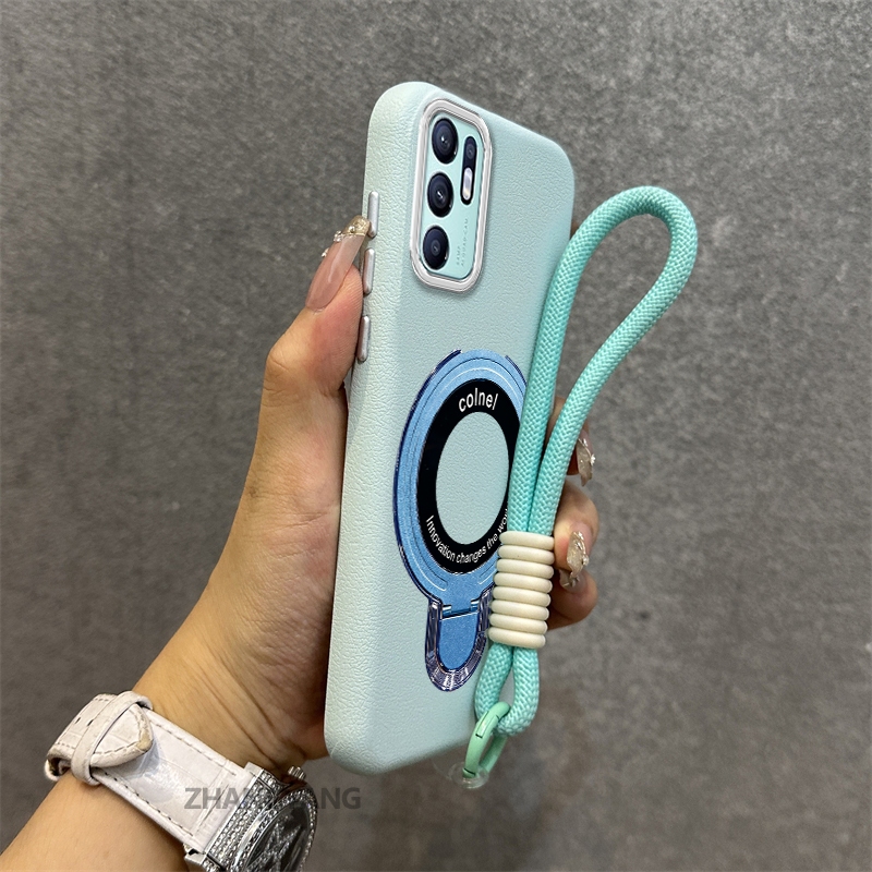 Ốp Lưng Cho OPPO RENO 6Z 5G Reno 6 5G RENO 5Z 5G RENO 6 4G Vỏ Điện Thoại Họa Tiết Da Màu Cao Cấp Giá Đỡ Điện Thoại Kim Loại Thẩm Mỹ Miễn Phí Và Tinh Tế Dây
